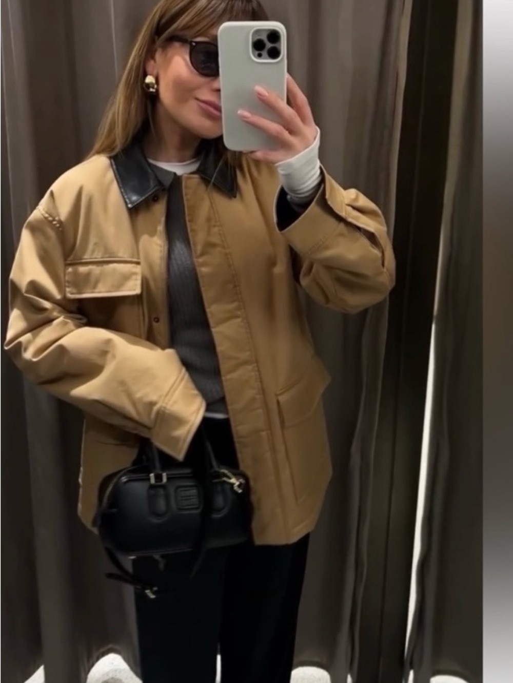 Zara Tan Jacket with Black Collar